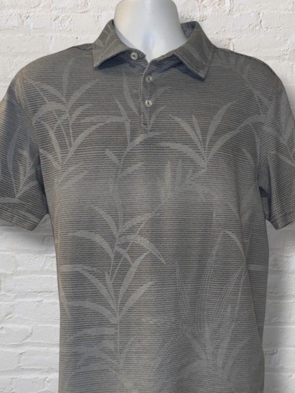 Nat Nast Luxury Originals Gray Palm Print Polo Shirt Men’s Size L